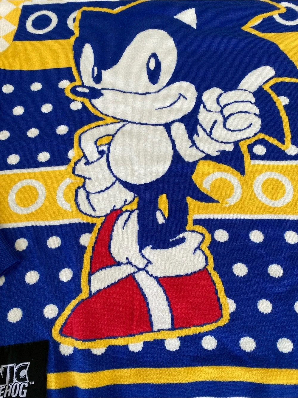 Sonic The Hedgehog Blue & Yellow Crewneck Sweater Size Small